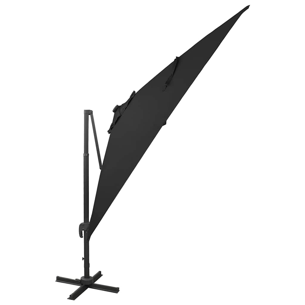 Vidaxl Parasol flottant avec poteau et éclairage LED 300 cm noir