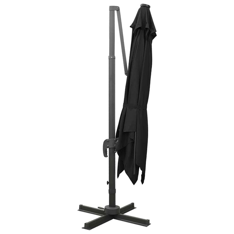 Vidaxl Parasol flottant avec poteau et éclairage LED 300 cm noir