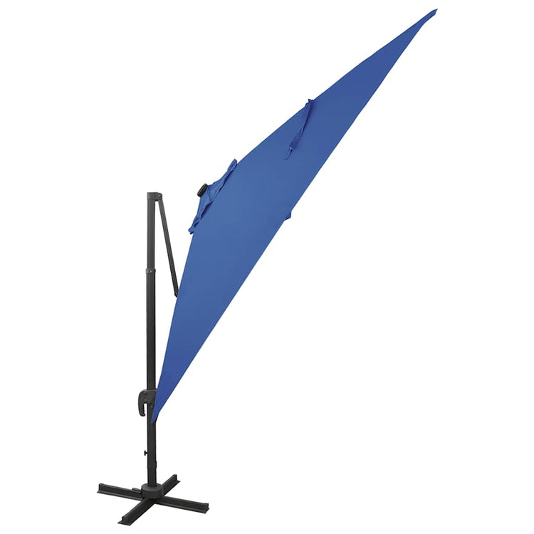 Vidaxl Parasol flottant avec poteau et éclairage LED 300 cm bleu azure