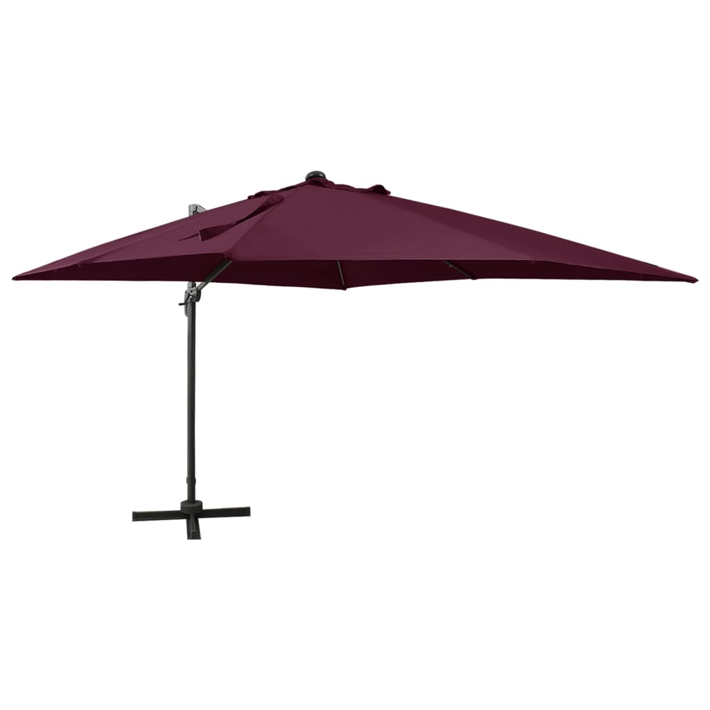 Vidaxl Parasol flottant avec poteau et éclairage LED 300 cm Bordeaux rouge