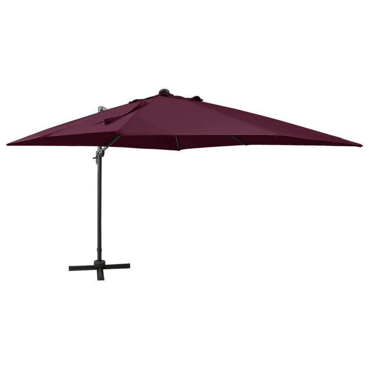 Vidaxl Parasol flottant avec poteau et éclairage LED 300 cm Bordeaux rouge