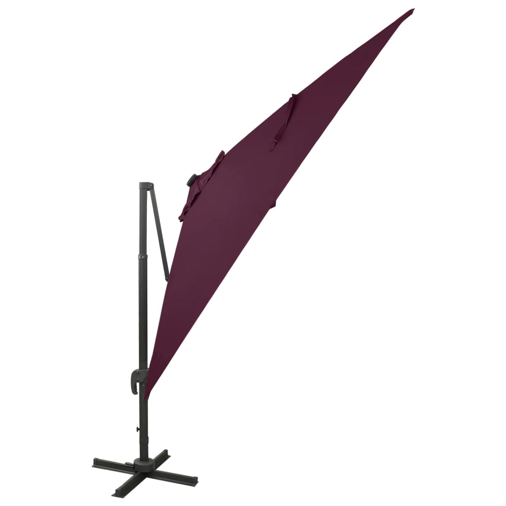 Vidaxl Parasol flottant avec poteau et éclairage LED 300 cm Bordeaux rouge