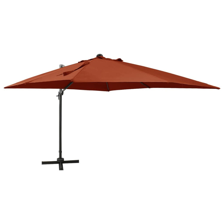 Vidaxl Parasol flottant avec poteau et éclairage LED Couleur en terre cuite de 300 cm