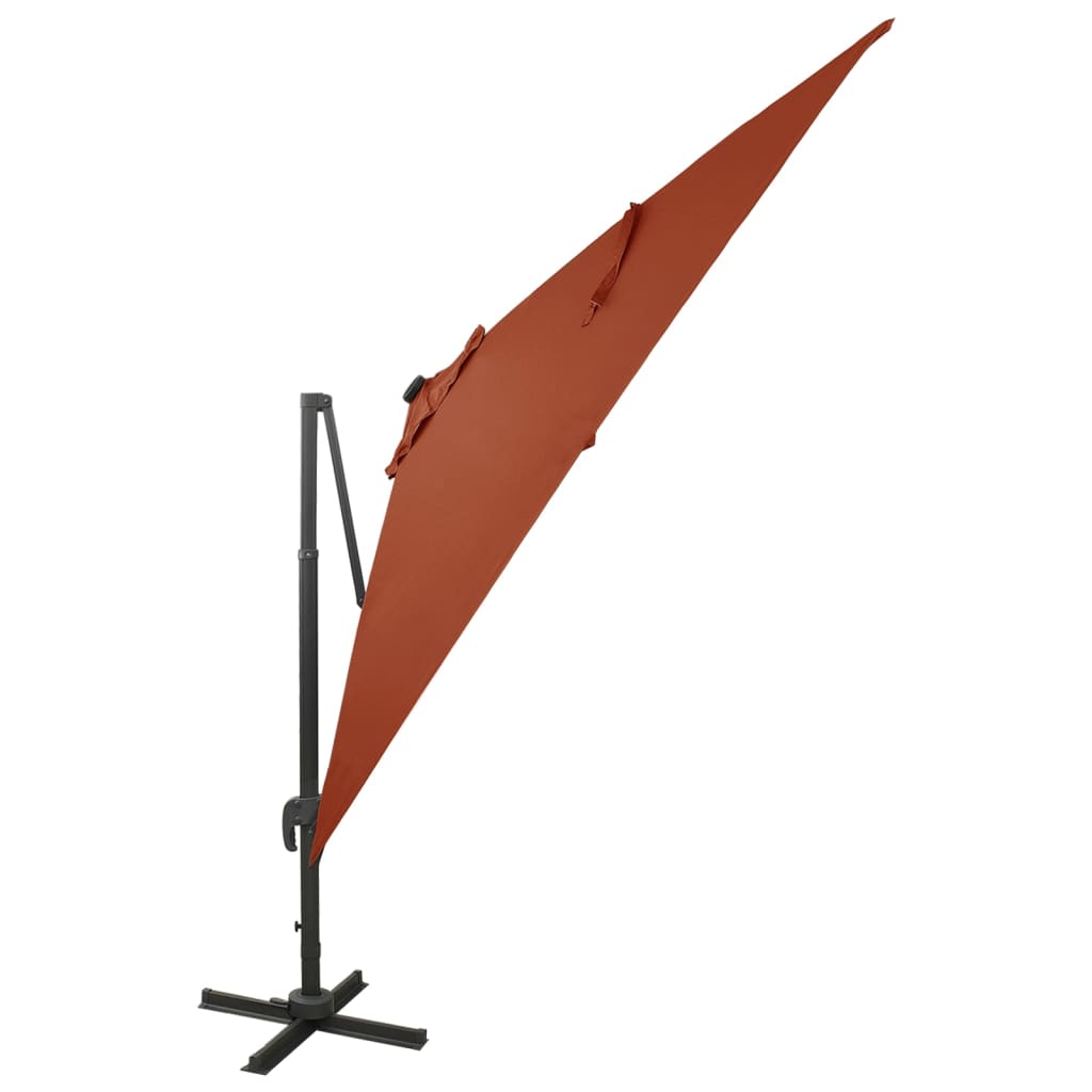Vidaxl Parasol flottant avec poteau et éclairage LED Couleur en terre cuite de 300 cm