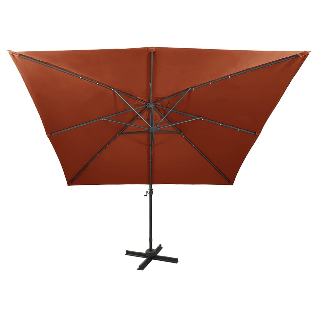 Vidaxl Parasol flottant avec poteau et éclairage LED Couleur en terre cuite de 300 cm