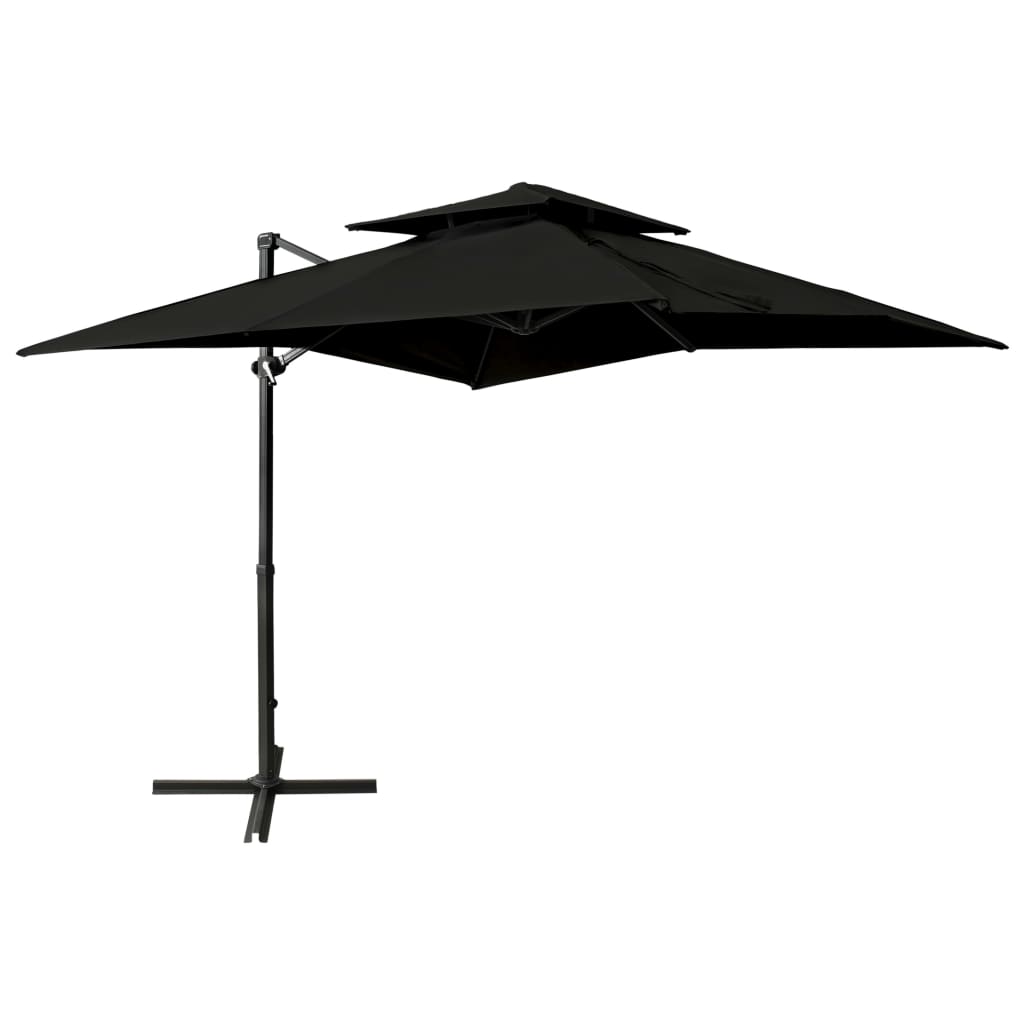 Parasol flottant vidaxl avec toit double 250x250 cm noir