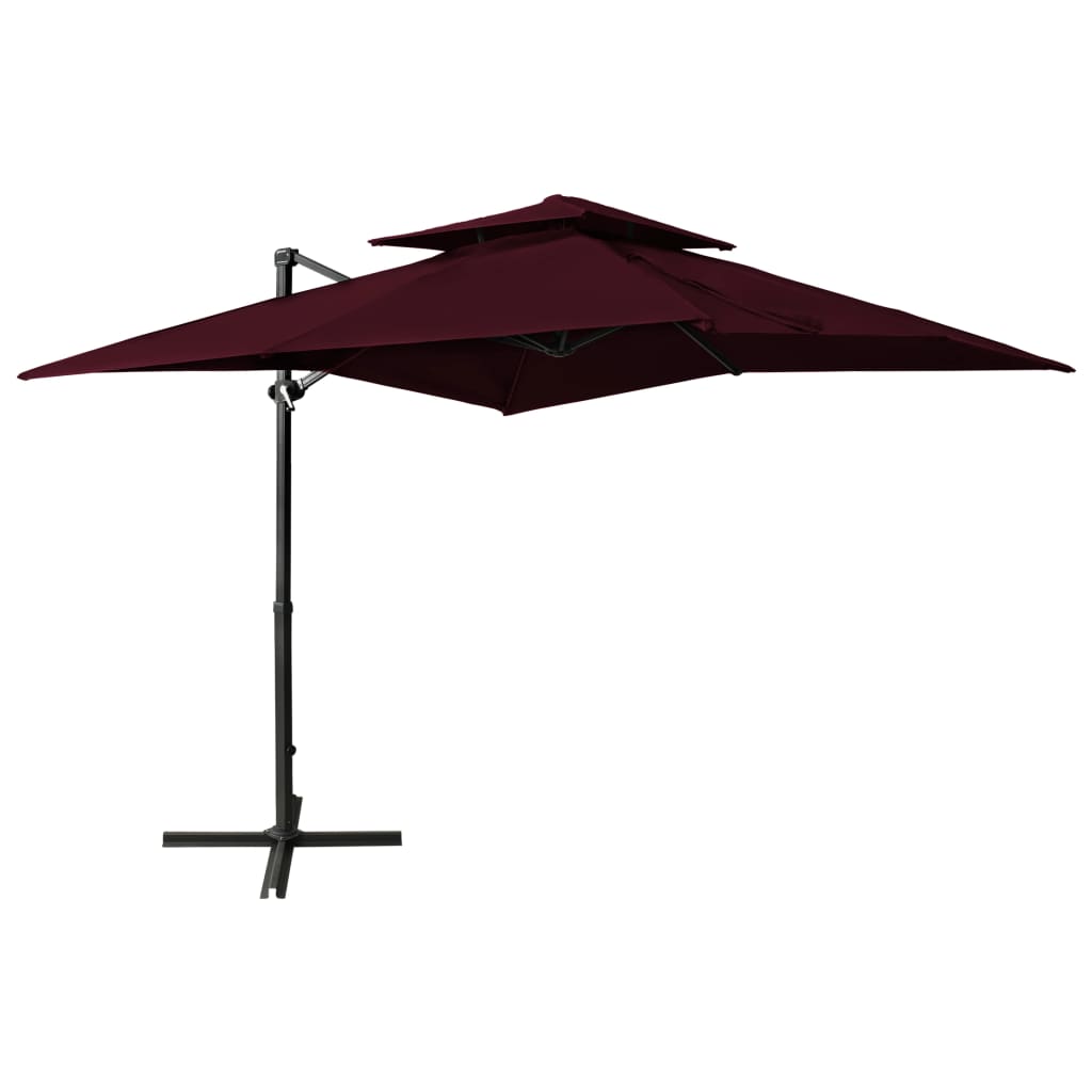 Vidaxl Parasol flottant avec un double toit 250x250 cm rouge borgogne