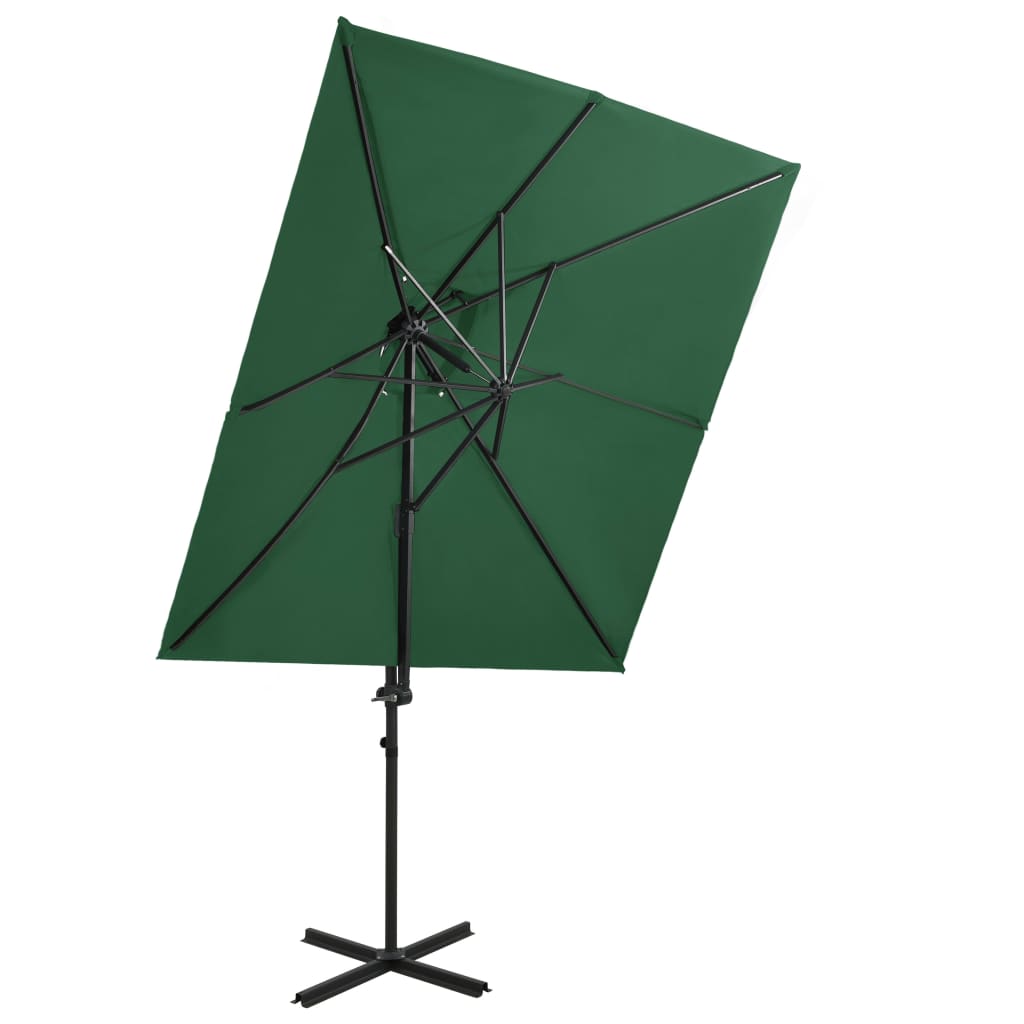 Vidaxl Parasol flottant avec un double toit 250x250 cm vert