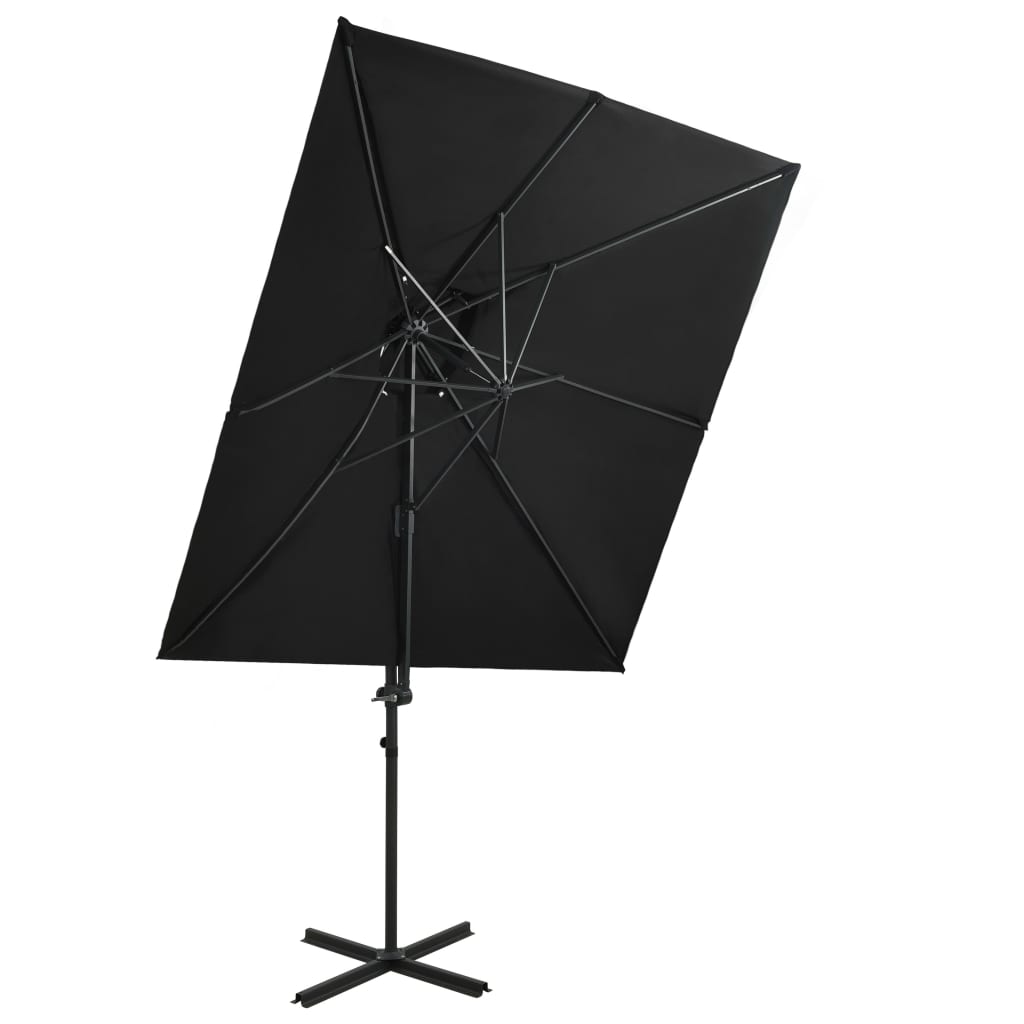 Parasol flottant vidaxl avec toit double 250x250 cm noir