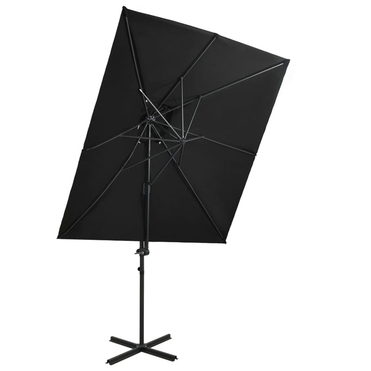 Parasol flottant vidaxl avec toit double 250x250 cm noir