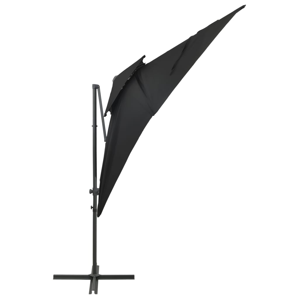Parasol flottant vidaxl avec toit double 250x250 cm noir
