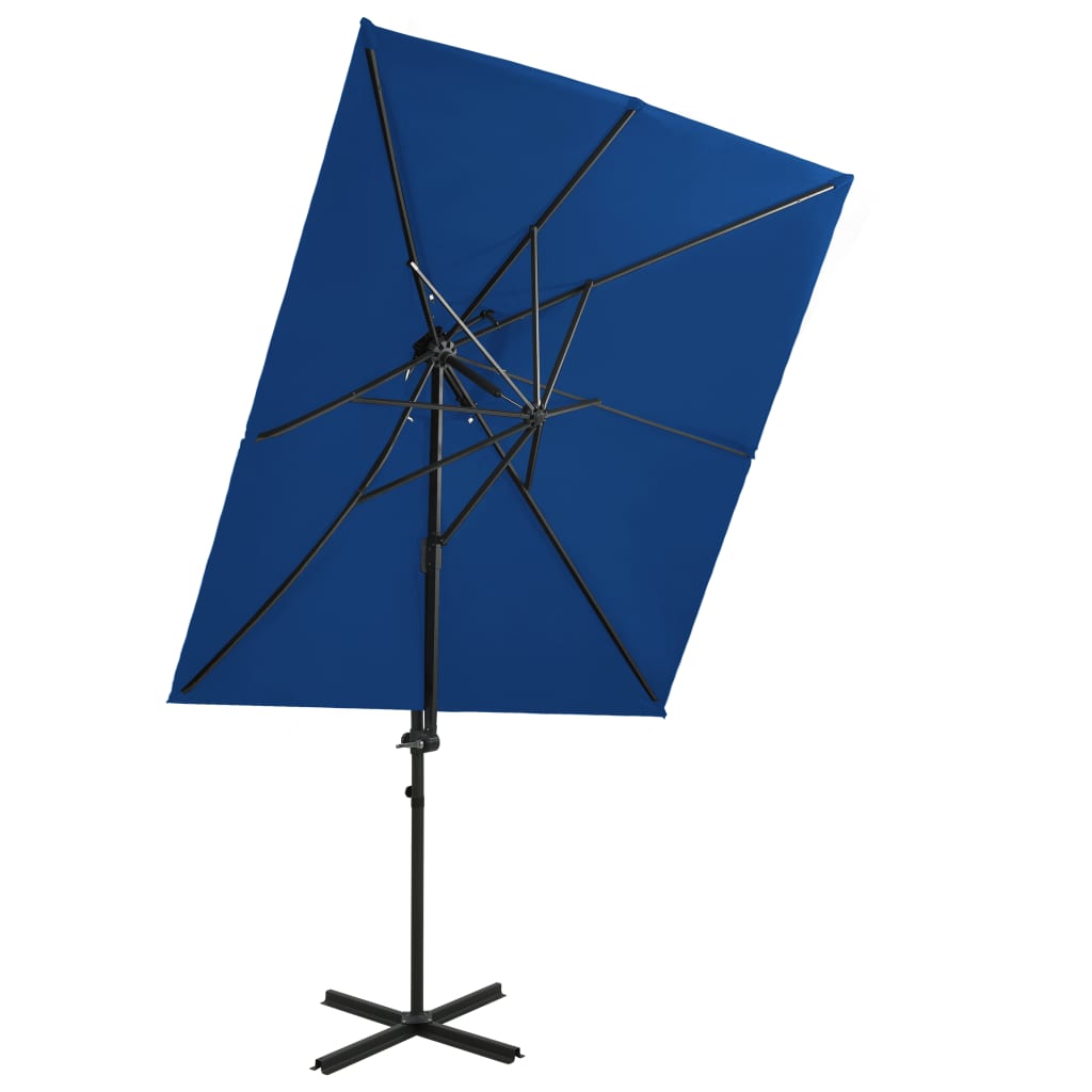 Parasol flottant vidaxl avec toit double 250x250 cm bleu azure
