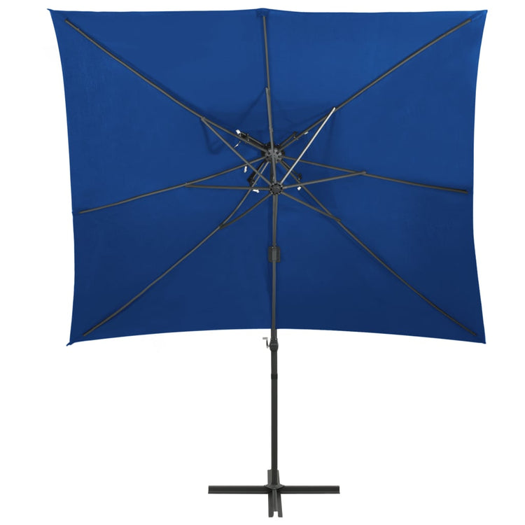 Parasol flottant vidaxl avec toit double 250x250 cm bleu azure