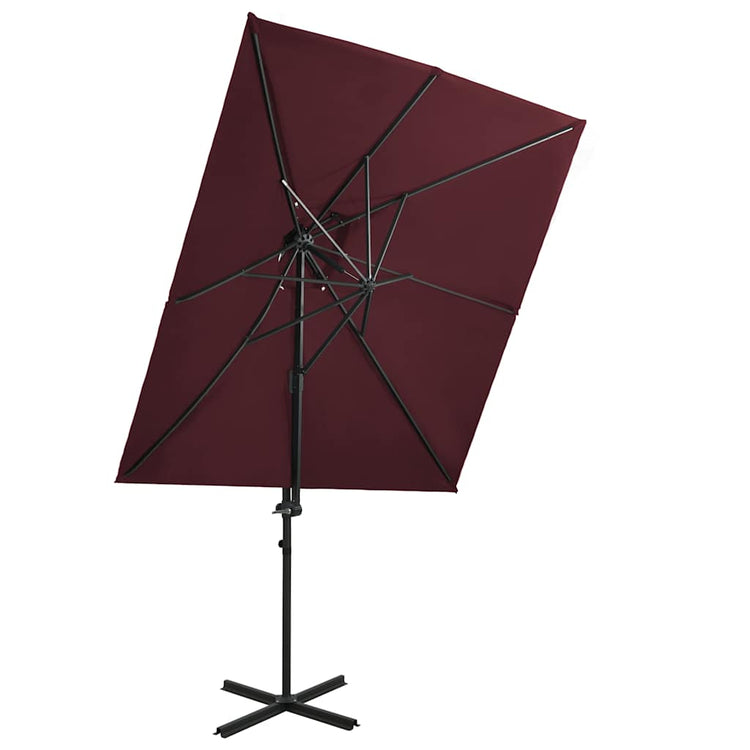 Vidaxl Parasol flottant avec un double toit 250x250 cm rouge borgogne