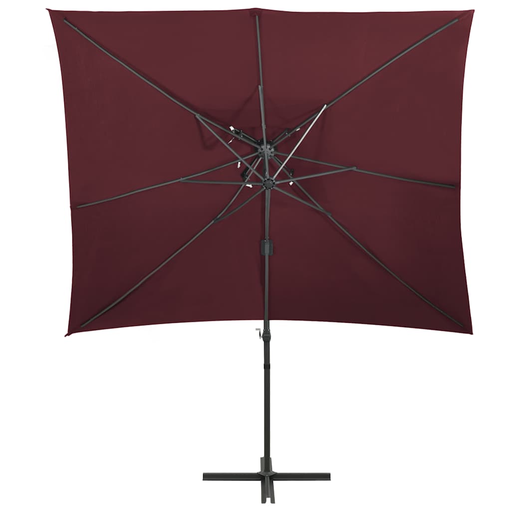 Vidaxl Parasol flottant avec un double toit 250x250 cm rouge borgogne