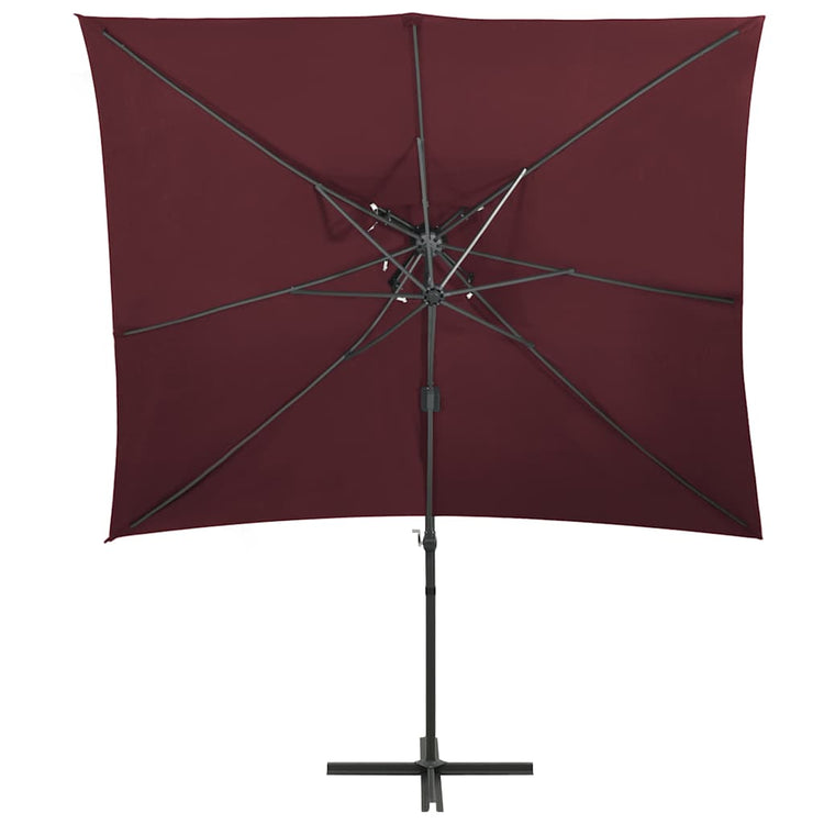Vidaxl Parasol flottant avec un double toit 250x250 cm rouge borgogne