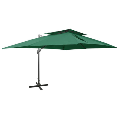 Parasol flottant vidaxl avec toit double 400x300 cm vert