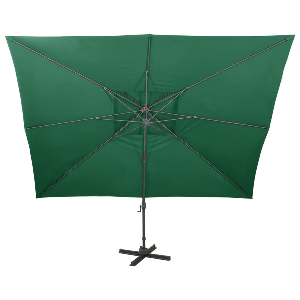 Parasol flottant vidaxl avec toit double 400x300 cm vert