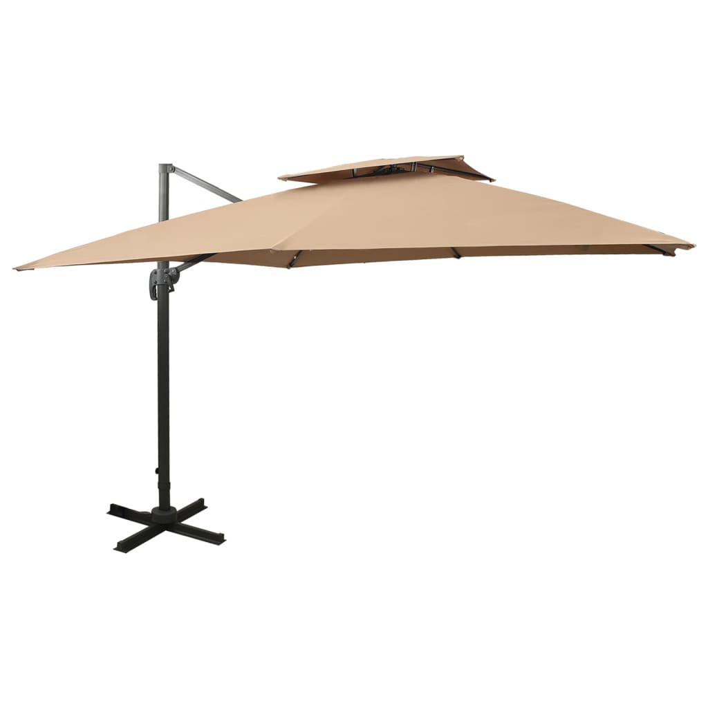 Parasol flottant vidaxl avec toit double 300x300 cm taupe