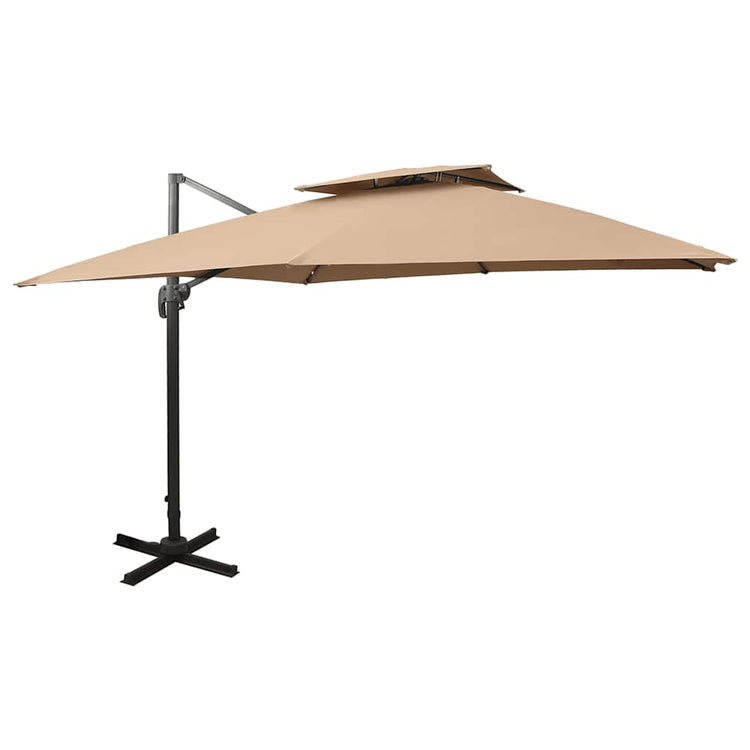 Parasol flottant vidaxl avec toit double 300x300 cm taupe