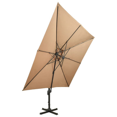 Parasol flottant vidaxl avec toit double 300x300 cm taupe