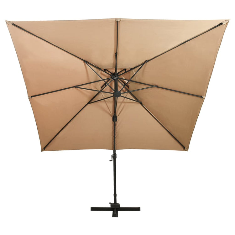 Parasol flottant vidaxl avec toit double 300x300 cm taupe