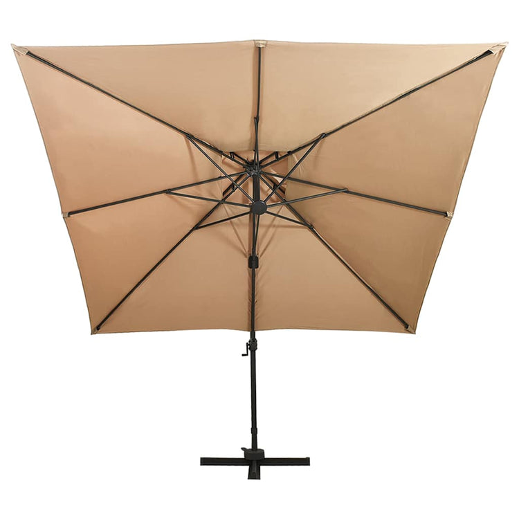 Parasol flottant vidaxl avec toit double 300x300 cm taupe