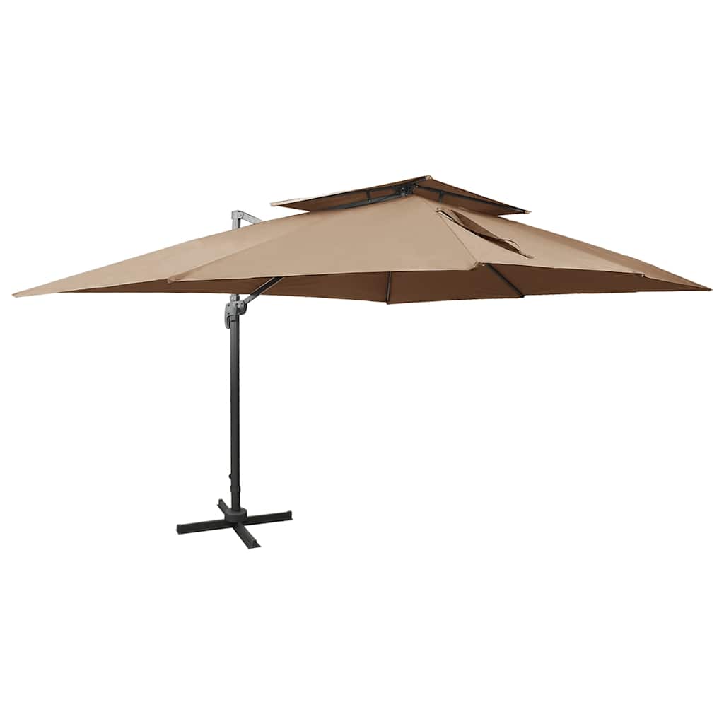 Parasol flottant vidaxl avec toit double 400x300 cm taupe