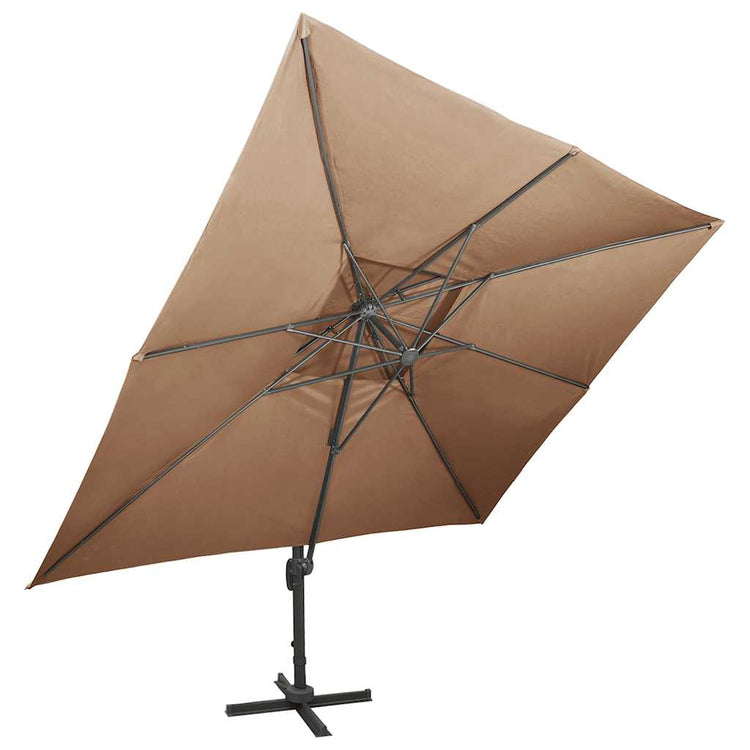 Parasol flottant vidaxl avec toit double 400x300 cm taupe