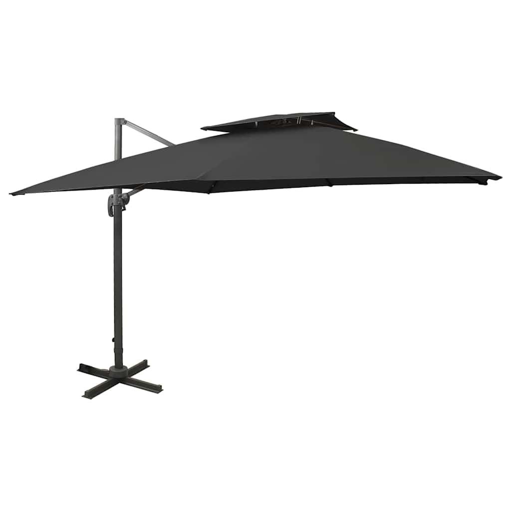 Parasol flottant vidaxl avec toit double 300x300 cm noir