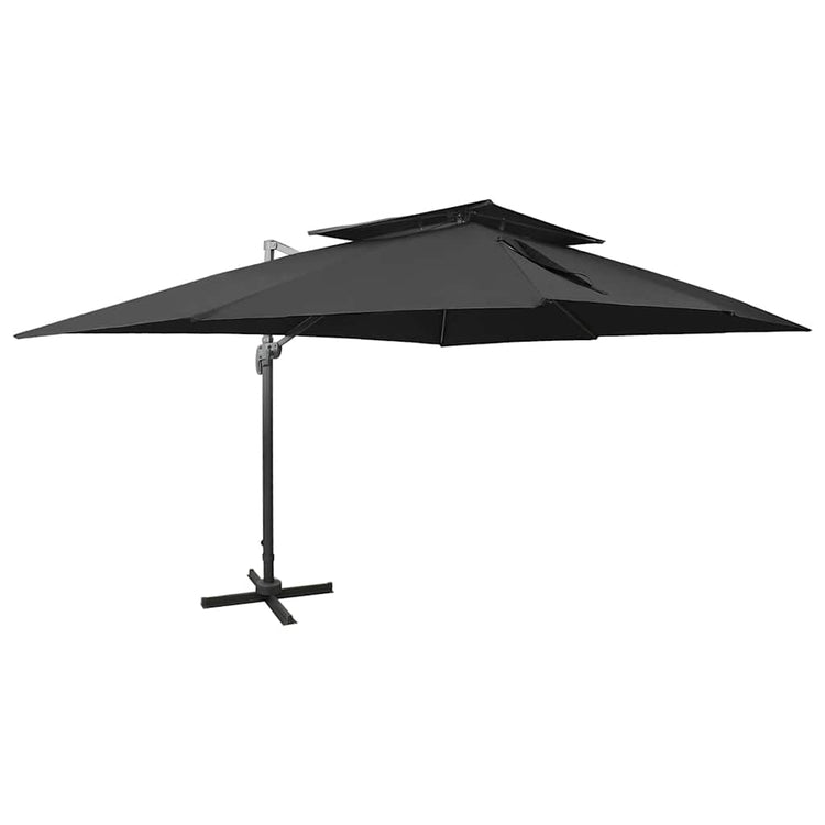Parasol flottant vidaxl avec toit double 400x300 cm noir