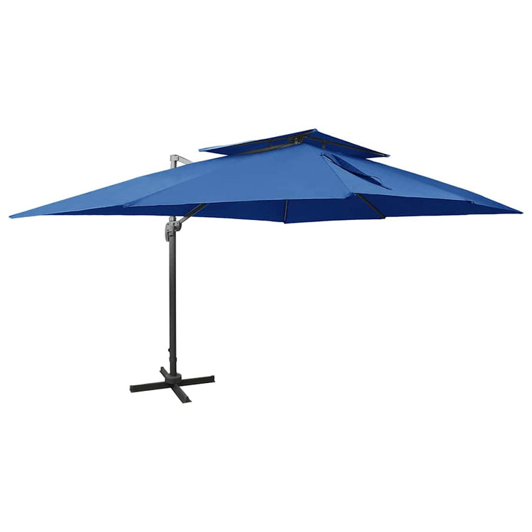 Parasol flottant vidaxl avec toit double 400x300 cm bleu azure