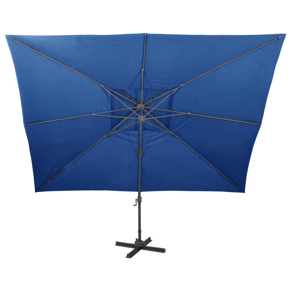 Parasol flottant vidaxl avec toit double 400x300 cm bleu azure