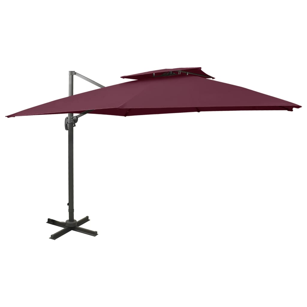 Vidaxl Parasol flottant avec un double toit 300x300 cm rouge borgogne
