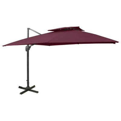 Vidaxl Parasol flottant avec un double toit 300x300 cm rouge borgogne