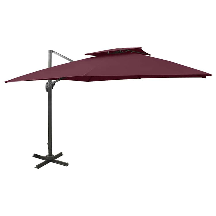 Vidaxl Parasol flottant avec un double toit 300x300 cm rouge borgogne