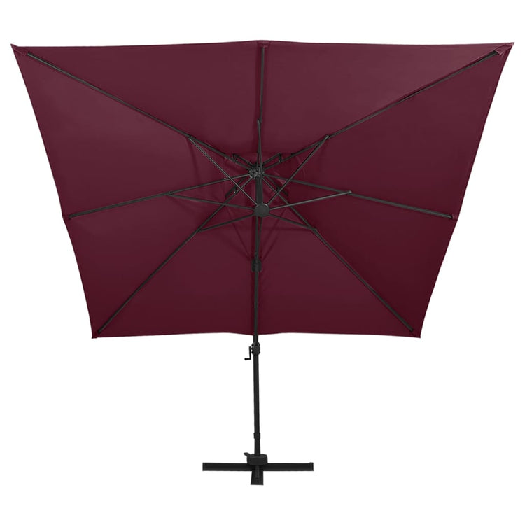 Vidaxl Parasol flottant avec un double toit 300x300 cm rouge borgogne