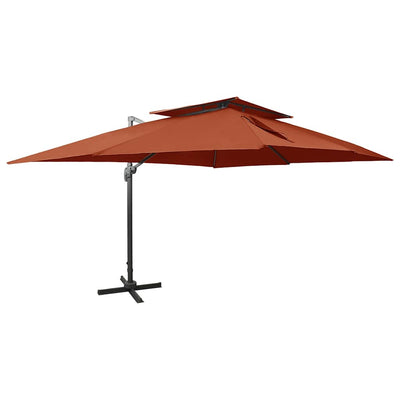 Vidaxl Parasol flottant avec toit double 400x300 cm en terre cuite -colored