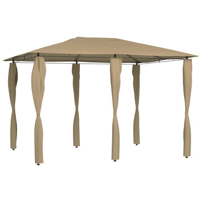 Arbor vidaxl avec couvercles de poteau 160 g m² 3x4x2,6 m taupe