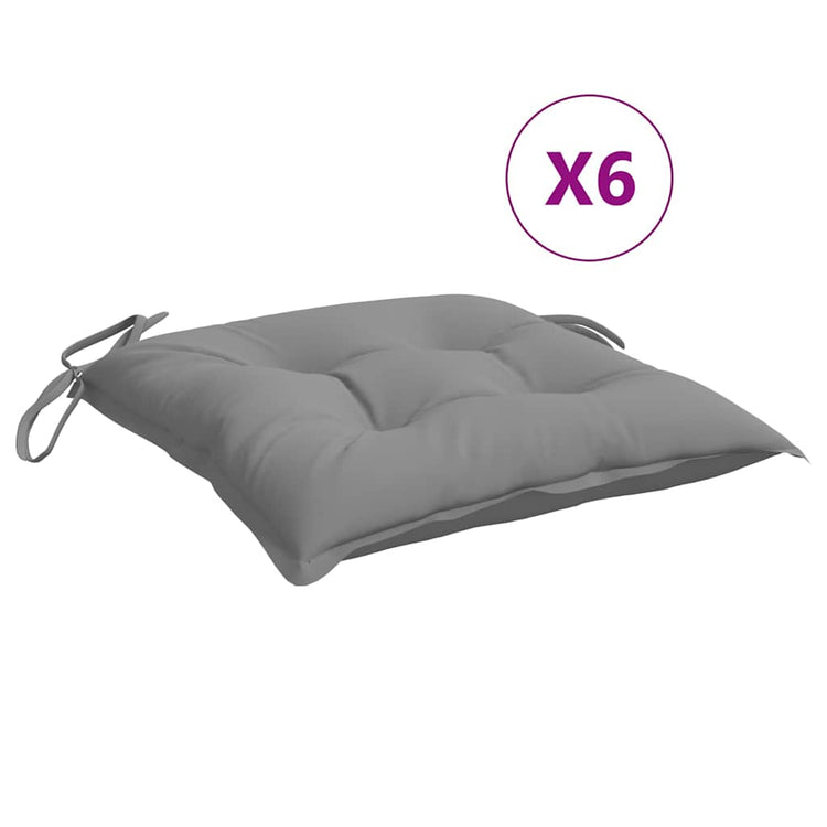 VidaXL coussins de chaise 6 pcs 40x40x7 cm tissu oxford gris