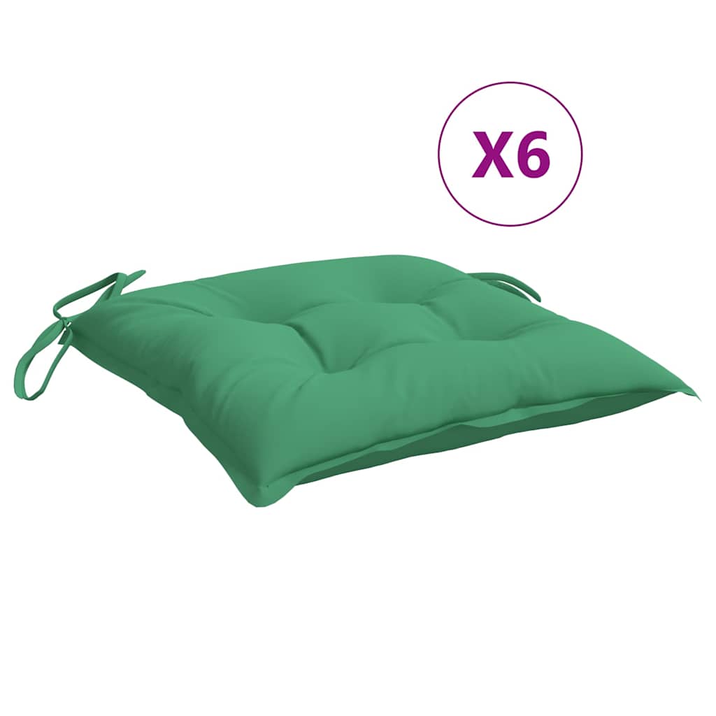 Vidaxx coussins de chaise 6 pcs 40x40x7 cm tissu oxford vert
