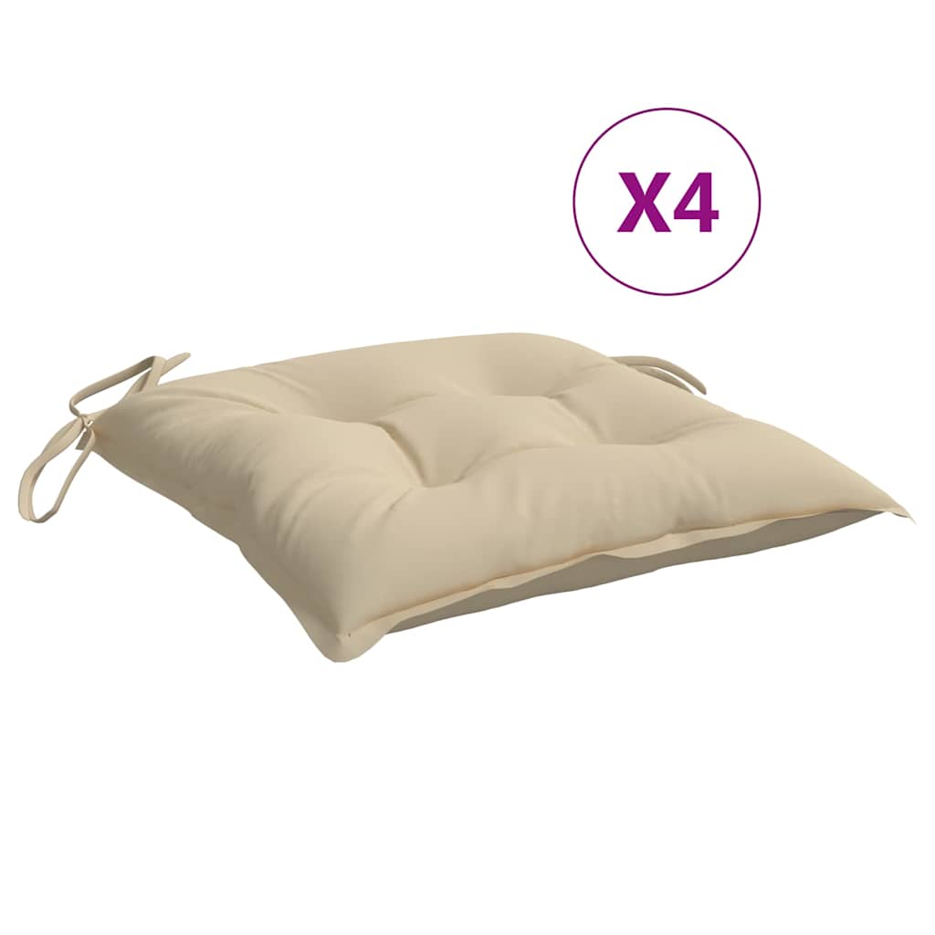 VidaXL coussins de chaise 4 pcs 50x50x7 cm tissu oxford beige
