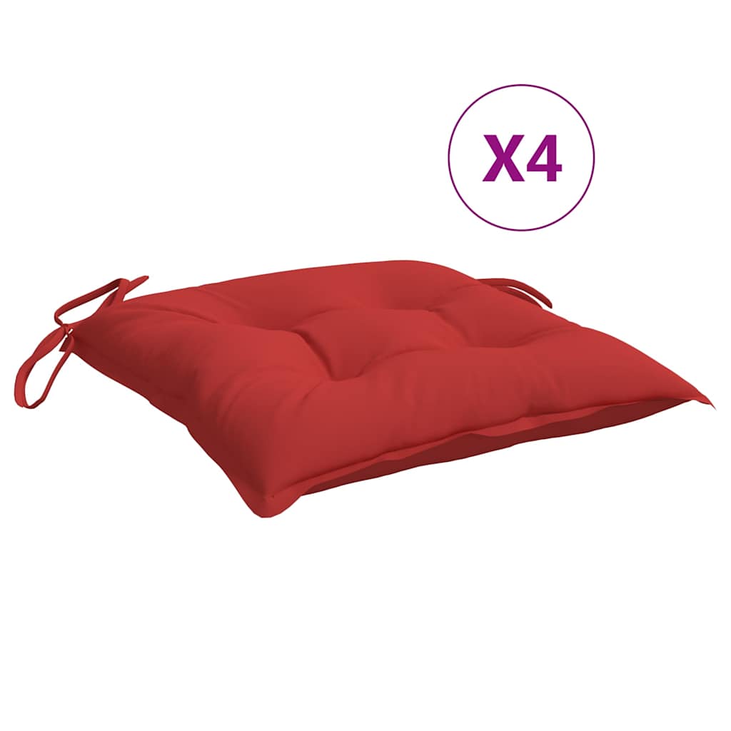 VidaXL coussins de chaise 4 pcs 50x50x7 cm tissu oxford rouge
