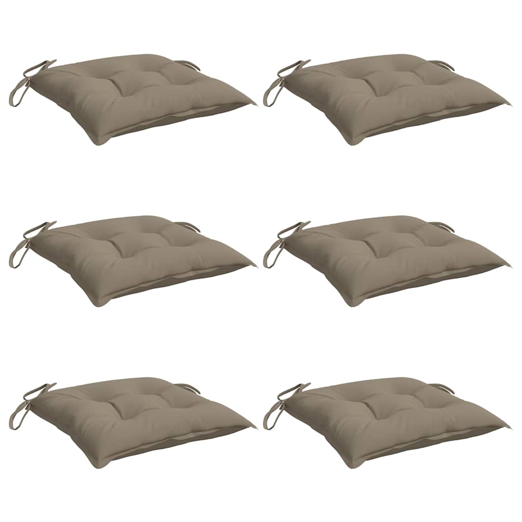 VidaXL coussins de chaise 6 pcs 50x50x7 cm tissu oxford taupe