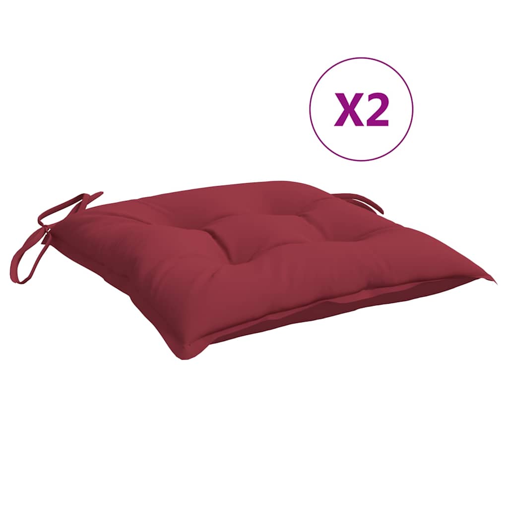 VidaXL coussins de chaise 2 pcs 50x50x7 cm tissu oxford rouge vin