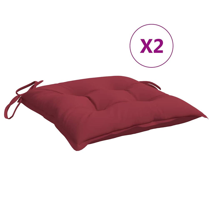 VidaXL coussins de chaise 2 pcs 50x50x7 cm tissu oxford rouge vin