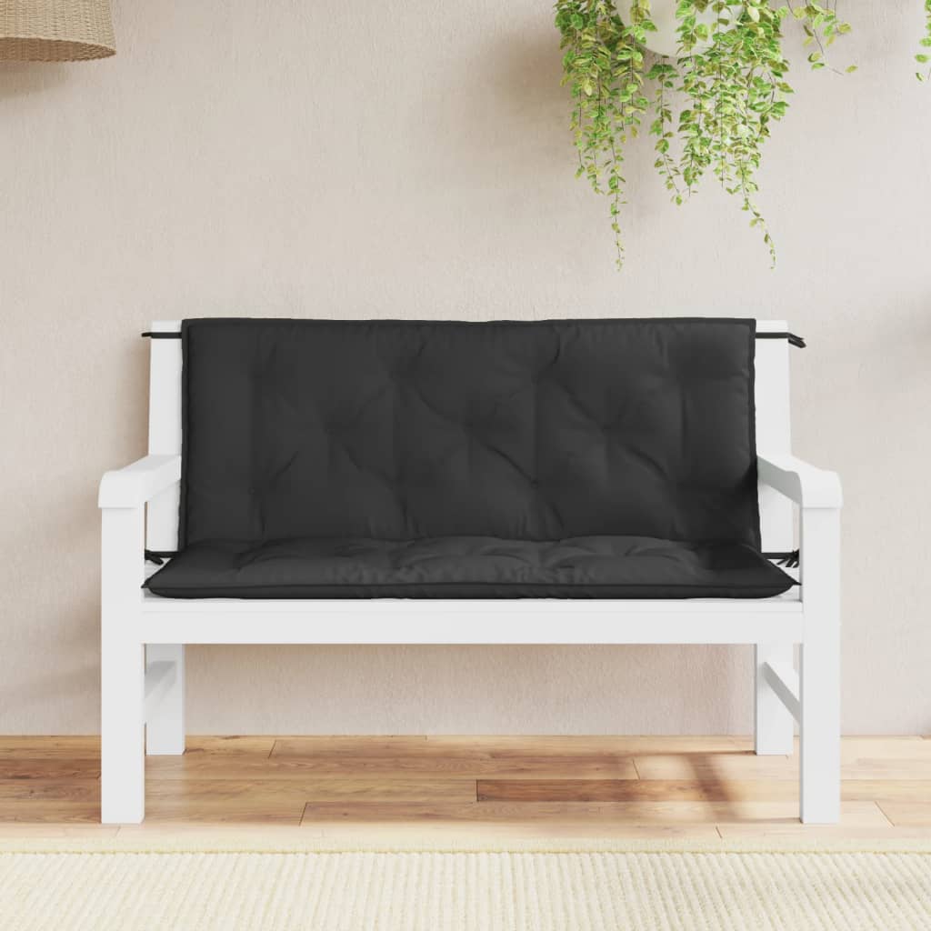 vidaXL Coussin de banc de jardin 120x(50+50)x7 cm tissu Oxford noir