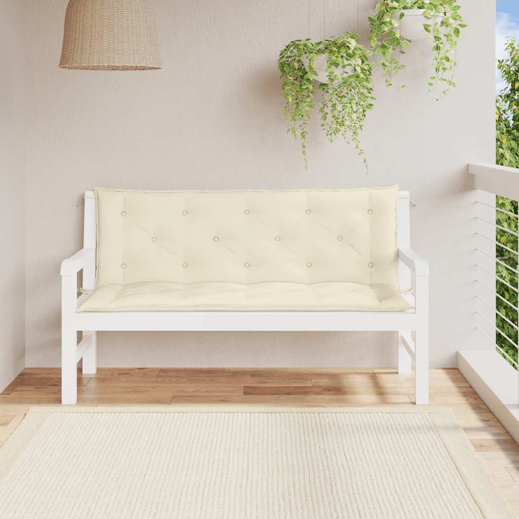 VidaXL Coussin de banc de jardin 150x(50+50)x7 cm Tissu Oxford Crème Blanc