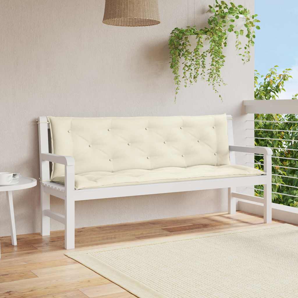 VidaXL Coussin de banc de jardin 150x(50+50)x7 cm Tissu Oxford Crème Blanc