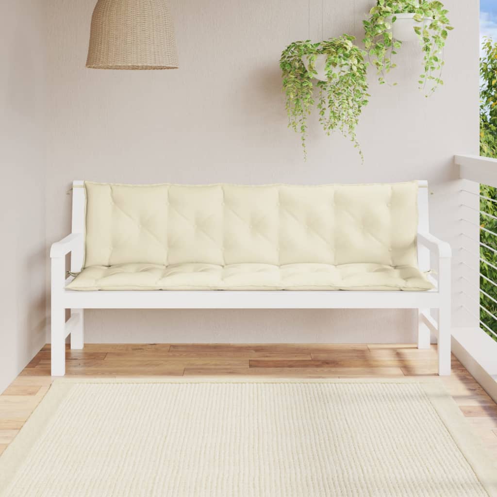 VidaXL Coussin de banc de jardin 180x(50+50)x7 cm Tissu Oxford Crème Blanc